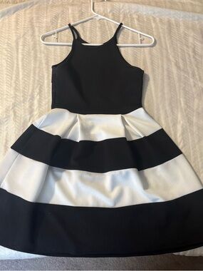 Black & White Striped Fit-and-Flare Dress